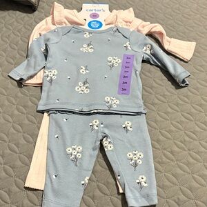 Carter's Gray and Pink Floral Pajama Set